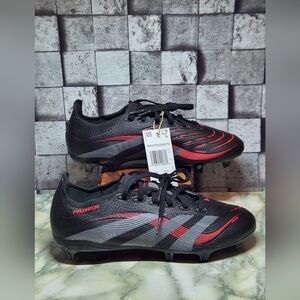 Adidas Predator League FG Stealth Victory Core Black Red   Men Sz 7  Women Sz 8